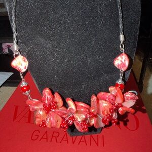 Red Floral Statement Necklace